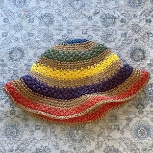 Colorful Straw Bucket Hat - Women’s (one size fits all)